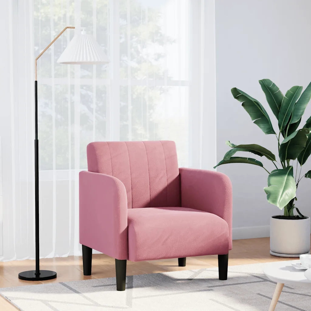 Divano Sedia con Braccioli-Poltrona-Sofa Relax Rosa 54 cm in Velluto