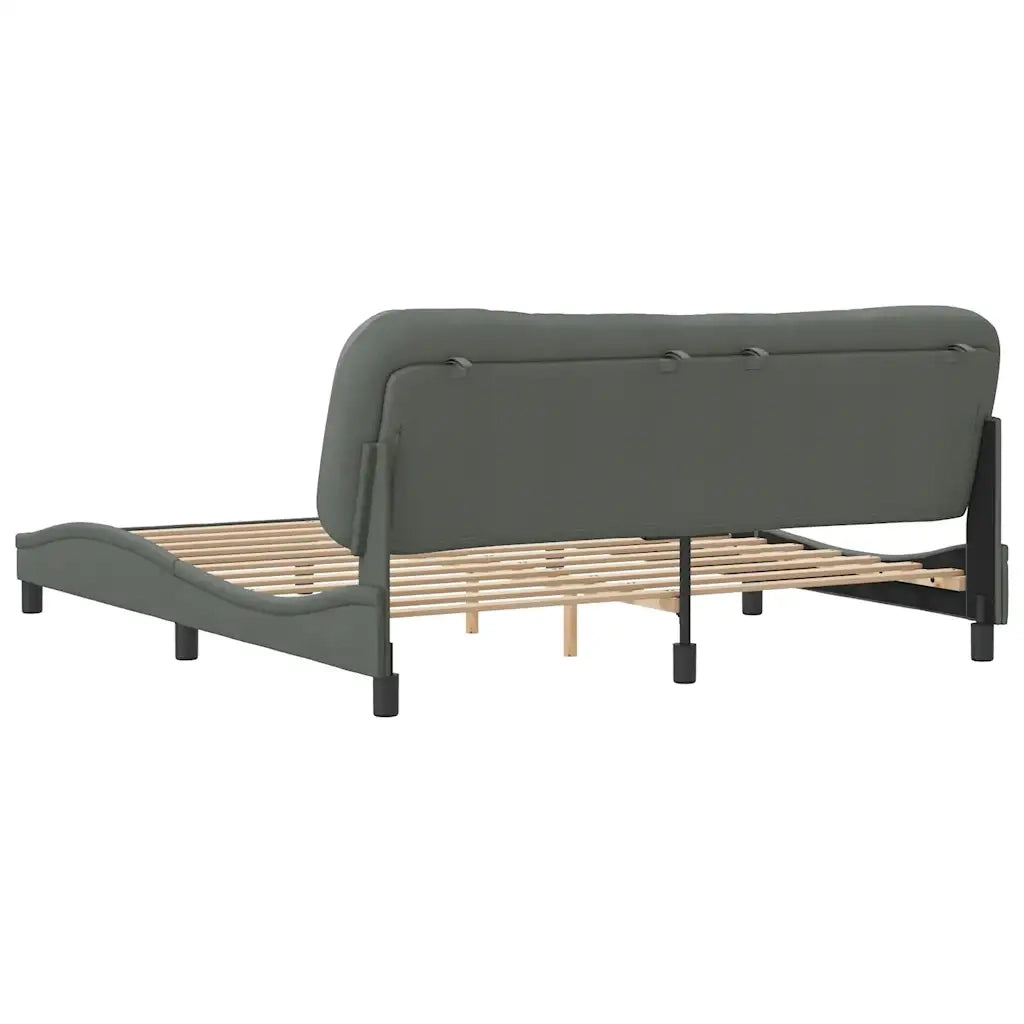 Letto matrimoniale | Letto per adulti | Giroletto senza Materasso Hvar Grigio Scuro 180x200 cm Tessuto