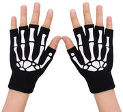 Manopole con mani scheletrate luminescenti - Manopole senza dita - Manopole a metà mano - Unisex - Fibre acriliche morbide - Comode e calde