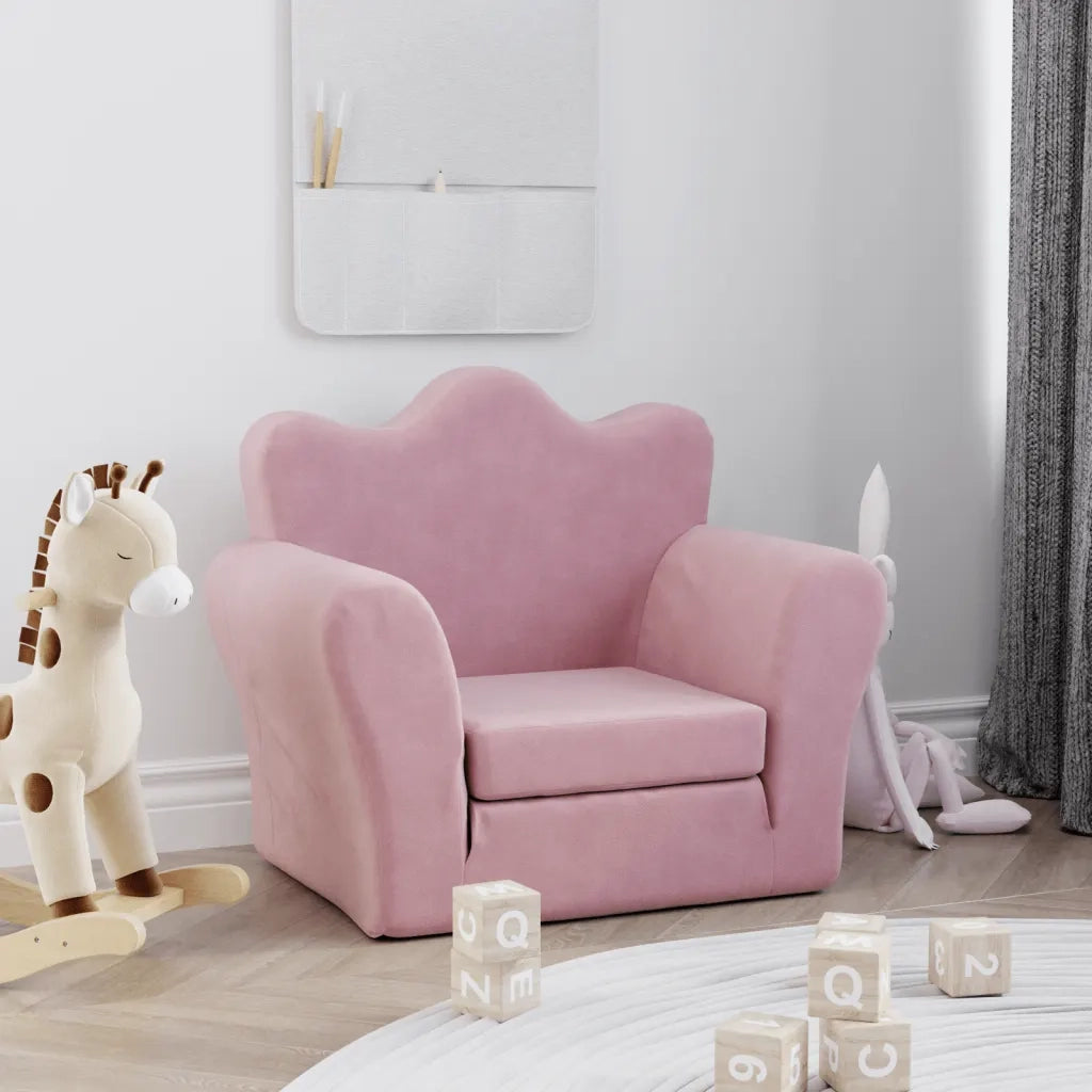 Divano Letto per Bambini Rosa in Morbido Peluche 357057