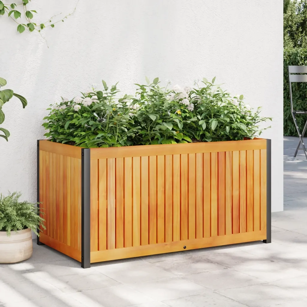 Fioriera da Giardino-Vaso da Esterno 85x45x44 cm in Legno Acacia e Acciaio
