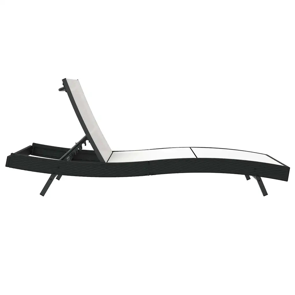 Lettino da sole Nero e Bianco 197 x 70 x 82 cm polyrattan 42009978