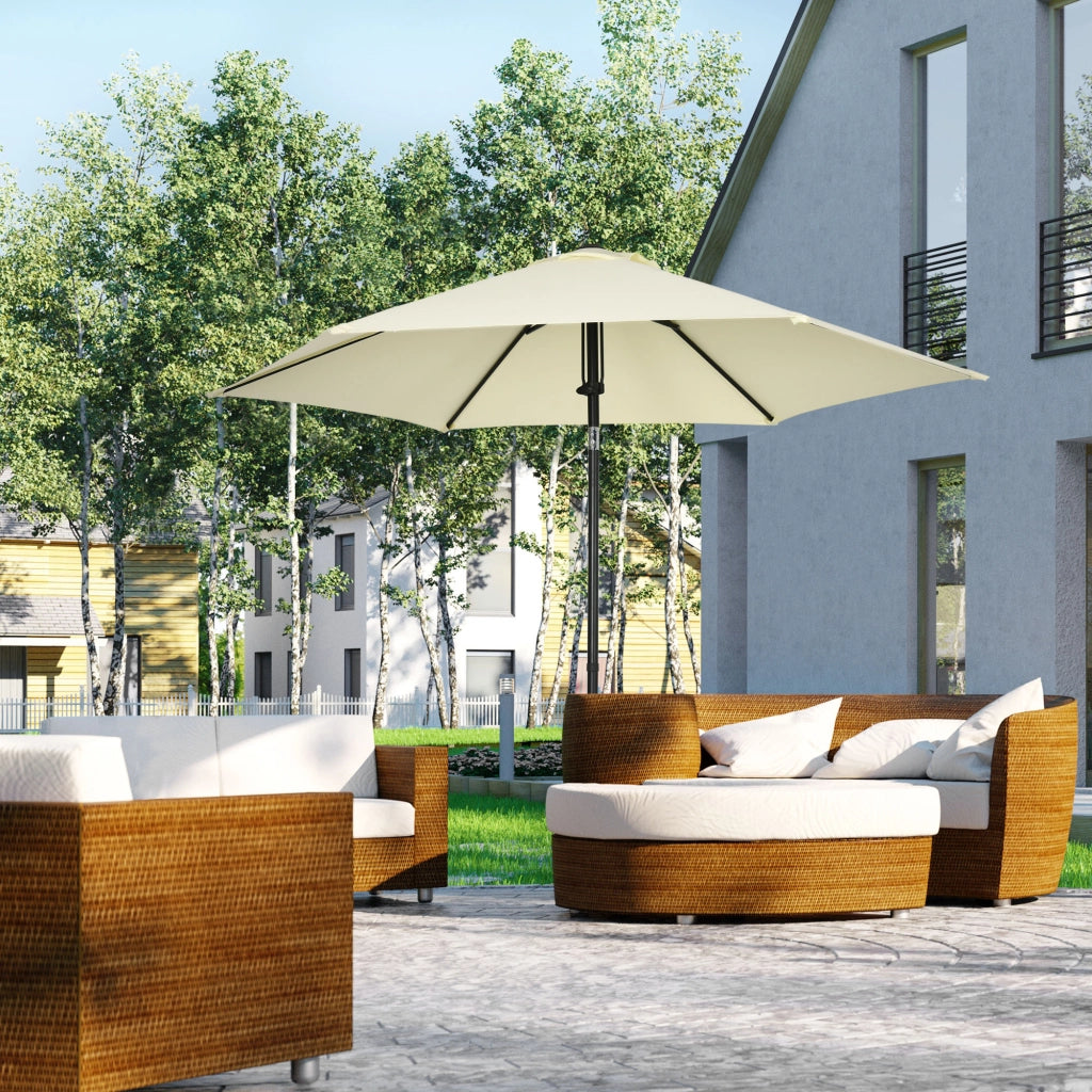 Ombrellone da Giardino 2.7x2.5 m ¨C Minimal ¨C Poliestere e Metallo, Beige e Nero