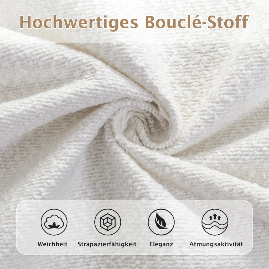Letto Matrimoniale Imbottito con Testiera ¨C MINIMAL ¨C Boucl¨¦ Beige 180x200