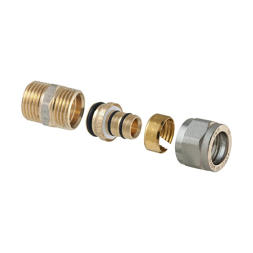 RACCORDO DIRITTO MASCHIO A COMPRESSIONE P/MULTISTRATO 2PZ ASSEMBLATO- 1/2 x 1/2 - 16 (2,00)- TDMB- pezzi 1