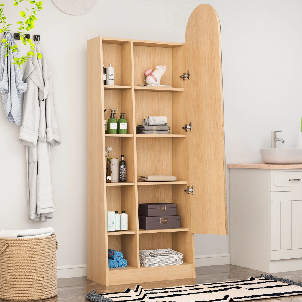 ARMADIO ALTO CON SPECCHIO 165x60x28 cm MDF Naturale