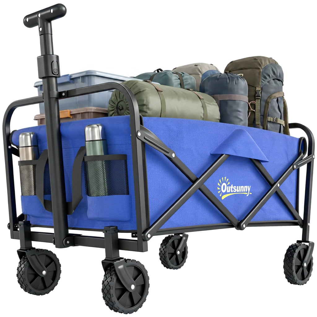 Carrello da Giardino Pieghevole con Ruote ¨C Zephmum ¨C Blu 64x42x27 cm