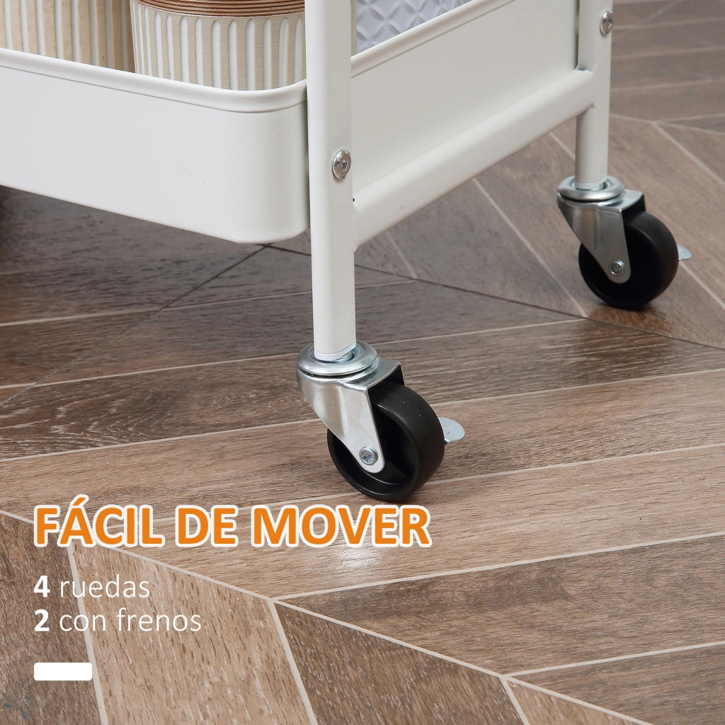 Carrello Multiuso con Cassetti e Cestini ¨C zephmum ¨C 43,9x30,5x75,6 cm Bianco