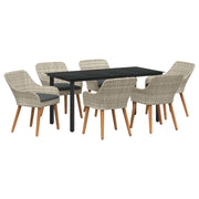 Set da Pranzo per Giardino 7 pcs Grigio chiaro polyrattan