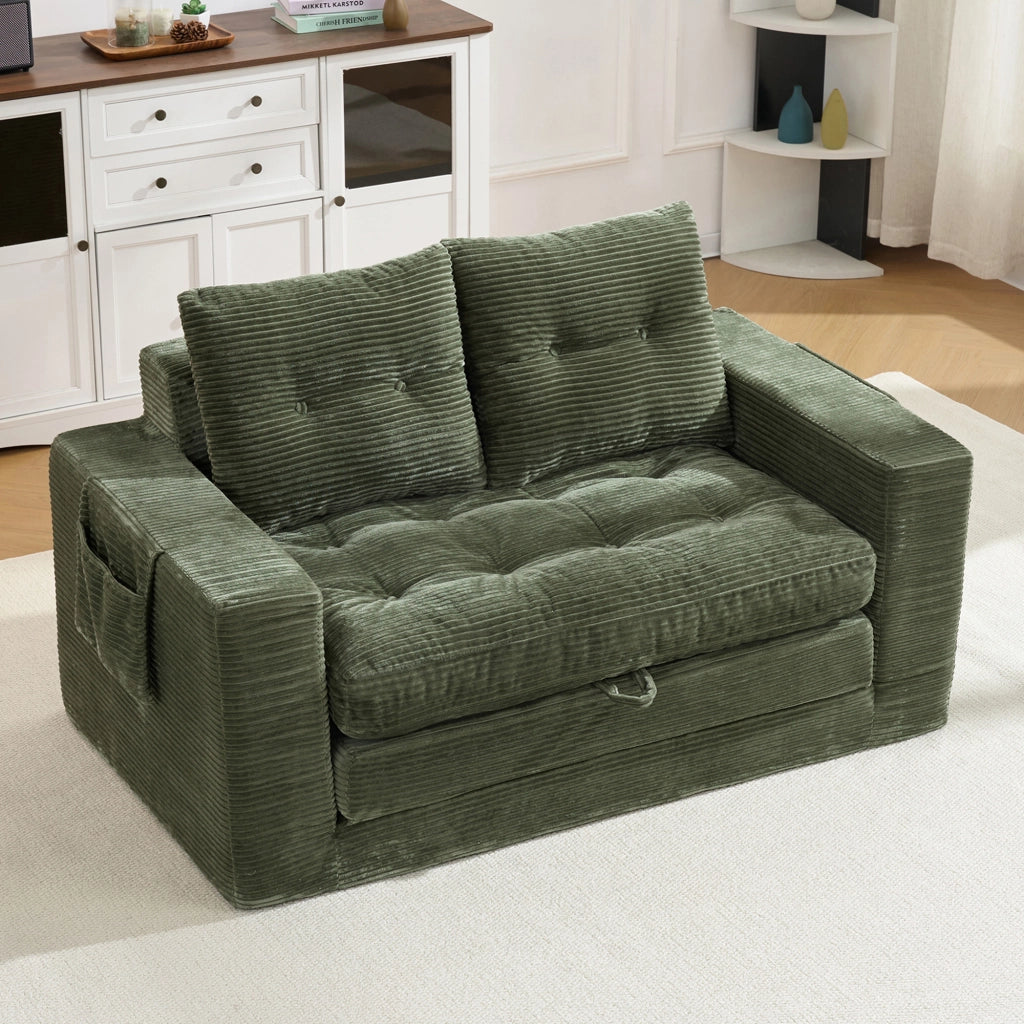 Divano 2 Posti con Braccioli Allargati e Tasche Laterali ¨C MINIMAL ¨C Verde