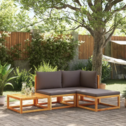 Set di divani da giardino 4 pezzi con cuscini in legno di acacia e corda