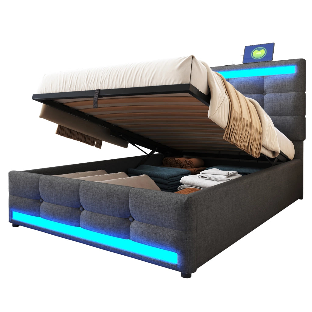 letto imbottito lino grigio 90 x 200 cm
