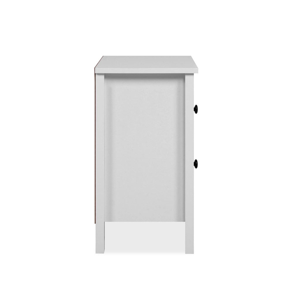 Comodino Karlstad61A con 2 cassetti colore bianco 39x30x54H