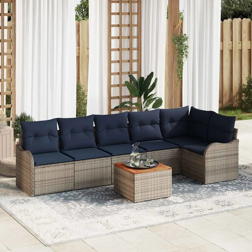Set Divano da Giardino 7 pz Grigio polyrattan 3347465