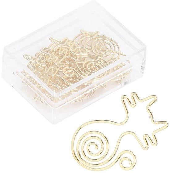 Set di 100 Clip per Carta a forma di animale dorato per ufficio e casa