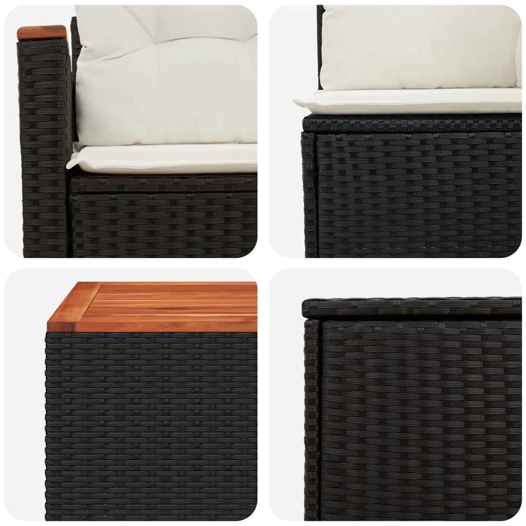 Set di divani 6 pz Nero e Bianco Crema 3447659