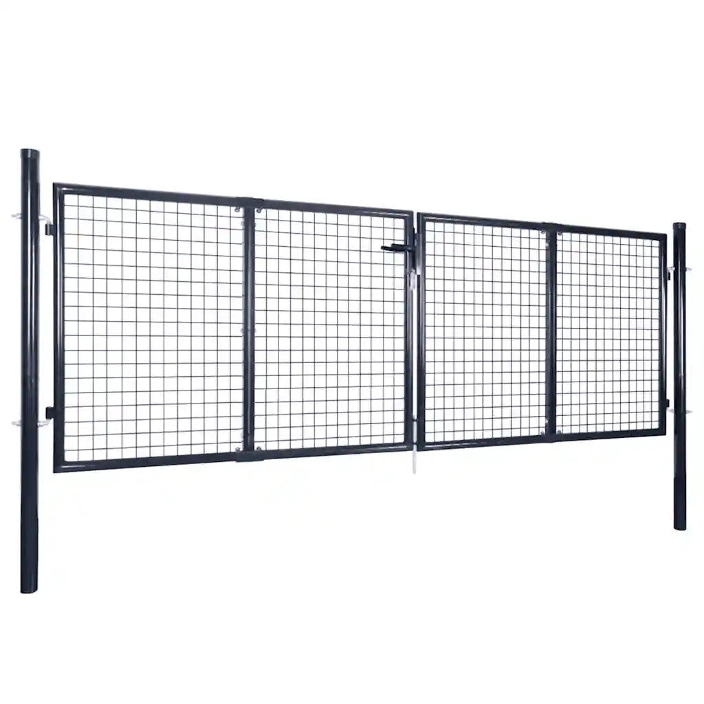 Cancello per Giardino Rete in Acciaio Zincato 289x100 cm Grigio cod mxl 53166