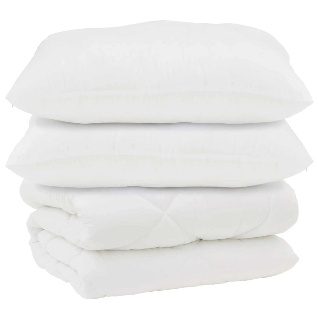 Piumone | Duvet con Cuscini 3 pz Bianco Microfibra e Piuma d'Oca