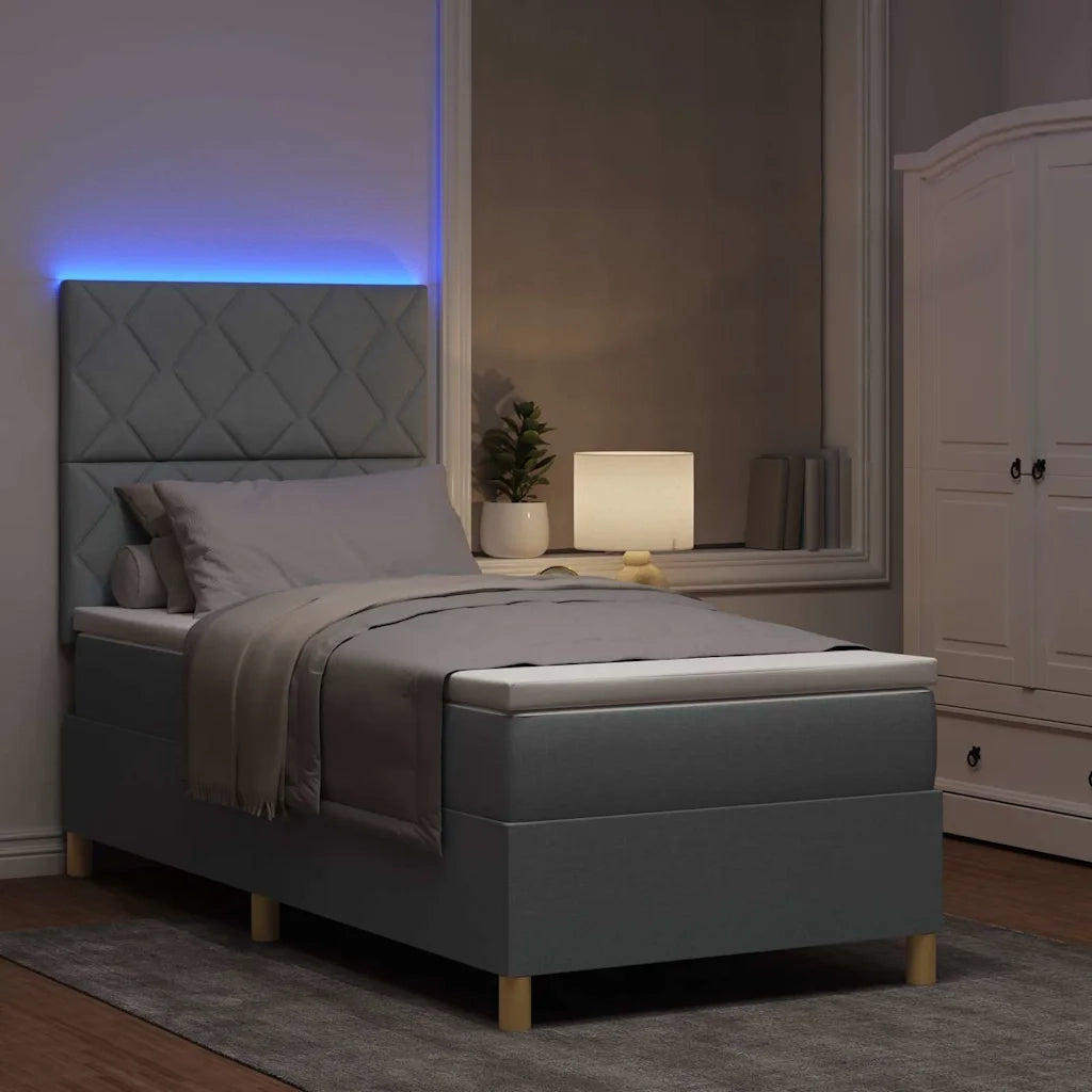 Letto a Sorgente LED Grigio chiaro 100 x 200 cm Tessuto 3343152