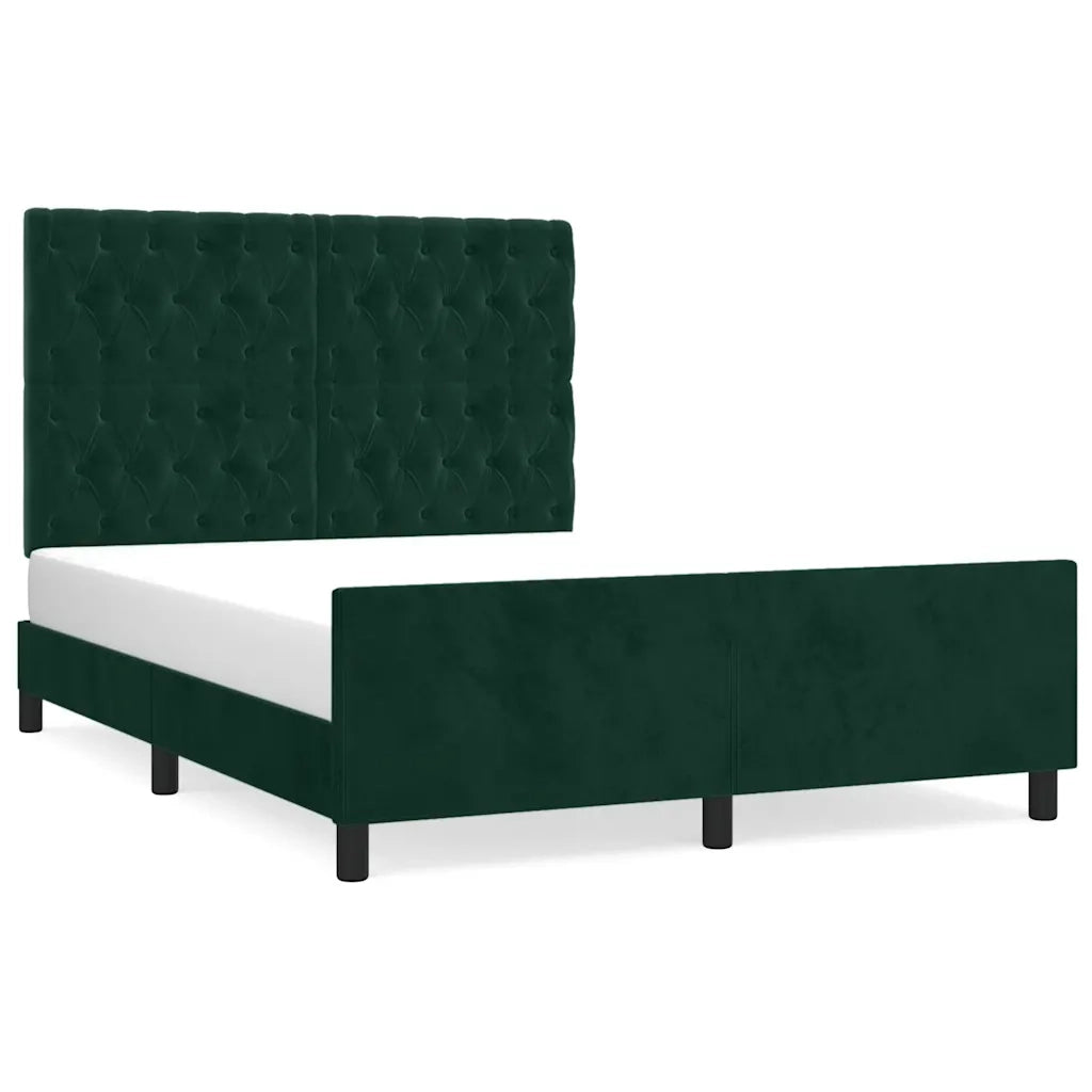 Letto matrimoniale | Letto per adulti | Giroletto senza Materasso Verde Scuro 140x190 cm in Velluto