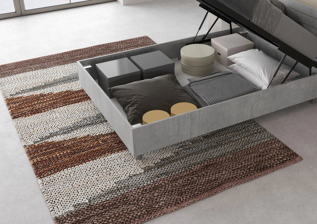 BS COM Letto una piazza e mezza contenitore 120x200 testata dritta con doghe cemento