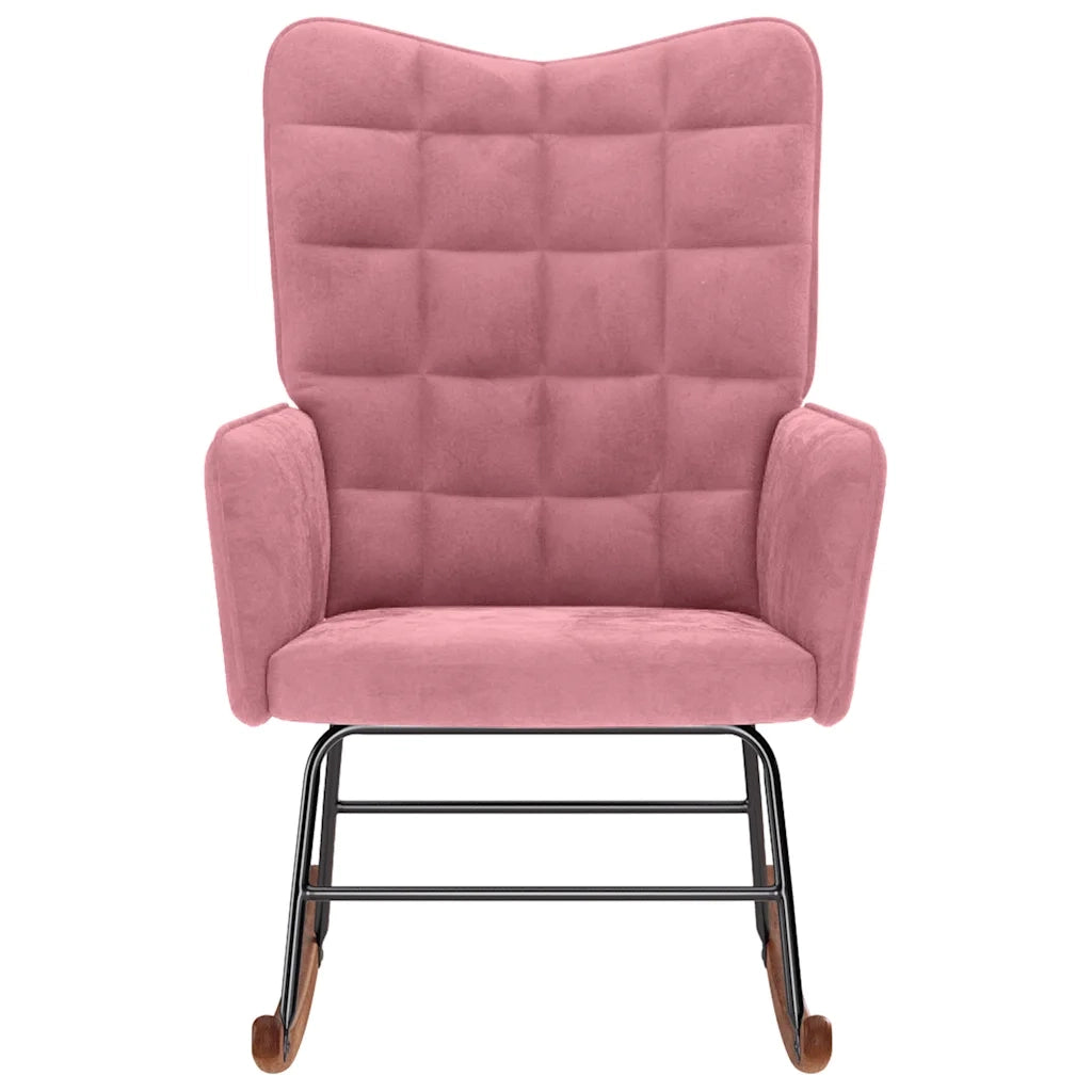 Sedia a Dondolo Rosa in Velluto 4016836