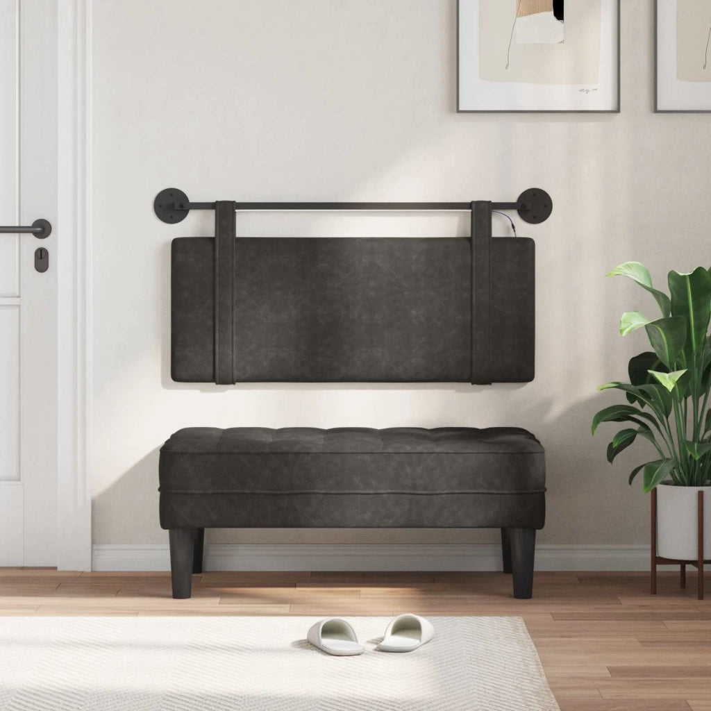 Testiera sospesa Con luce LED Nero PU Antico 3423889