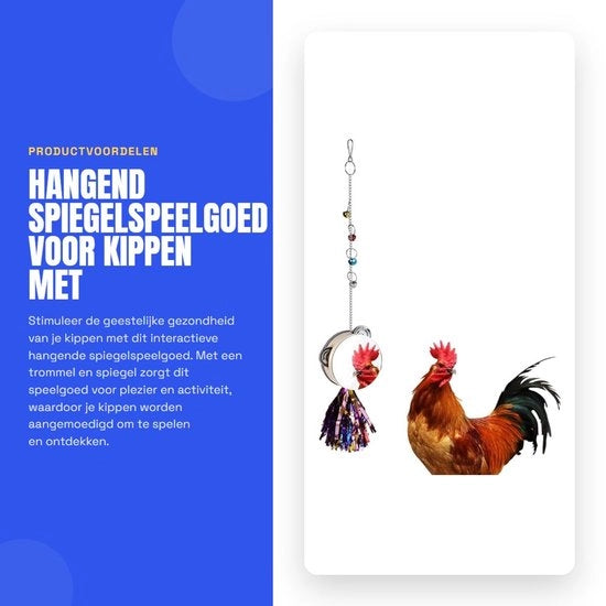 Giocattolo per uccelli interattivo - Riflettore da appendere - Riflettore a molla - Luminoso per intrattenere - Per galline/pappagalli - Con gancio e campanello - Giocattolo per uccelli