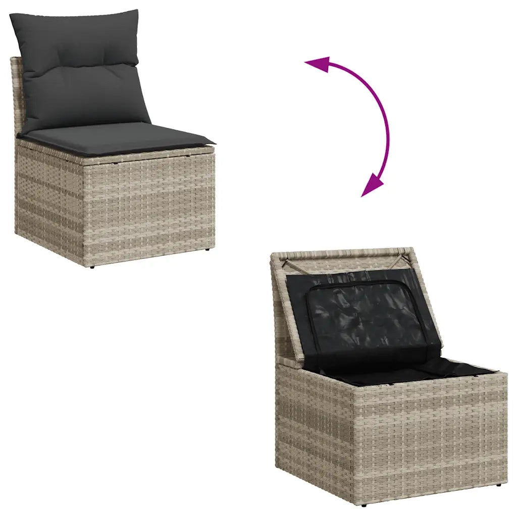 Set Divano da Giardino 5pz con Cuscini Grigio Chiaro Polyrattan 3326313