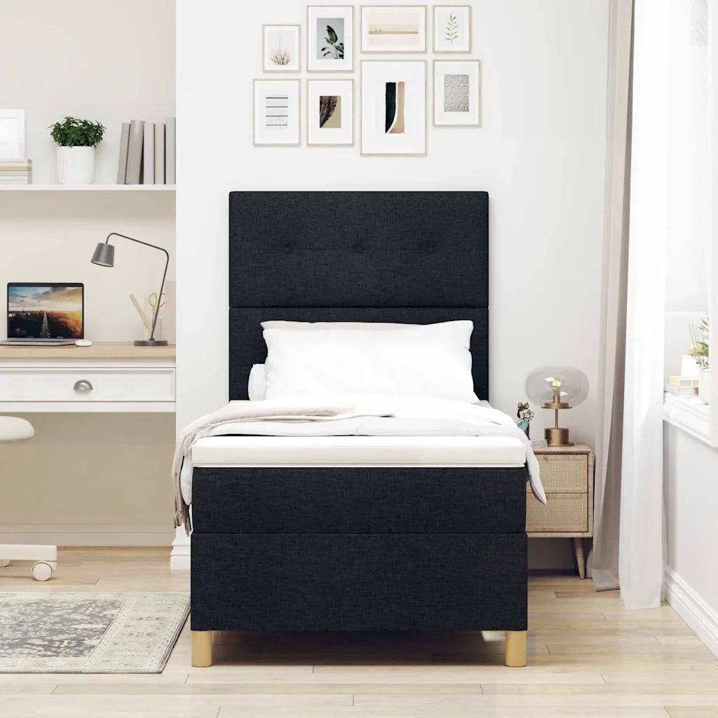 Letto a Sorgente LED con materasso Nero 90 x 200 cm Tessuto 3343070
