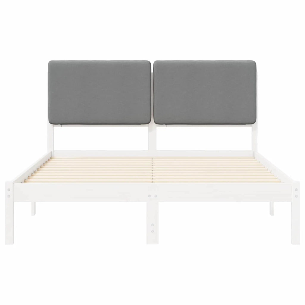 Letto con Testiera Rivestita Grigio chiaro 140 x 200 cm