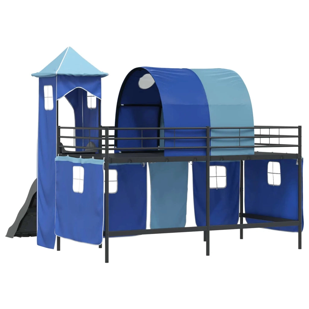 Struttura del letto loft per bambini-Giroletto per bambini Nero e Blu 107 x 200 cm 358492