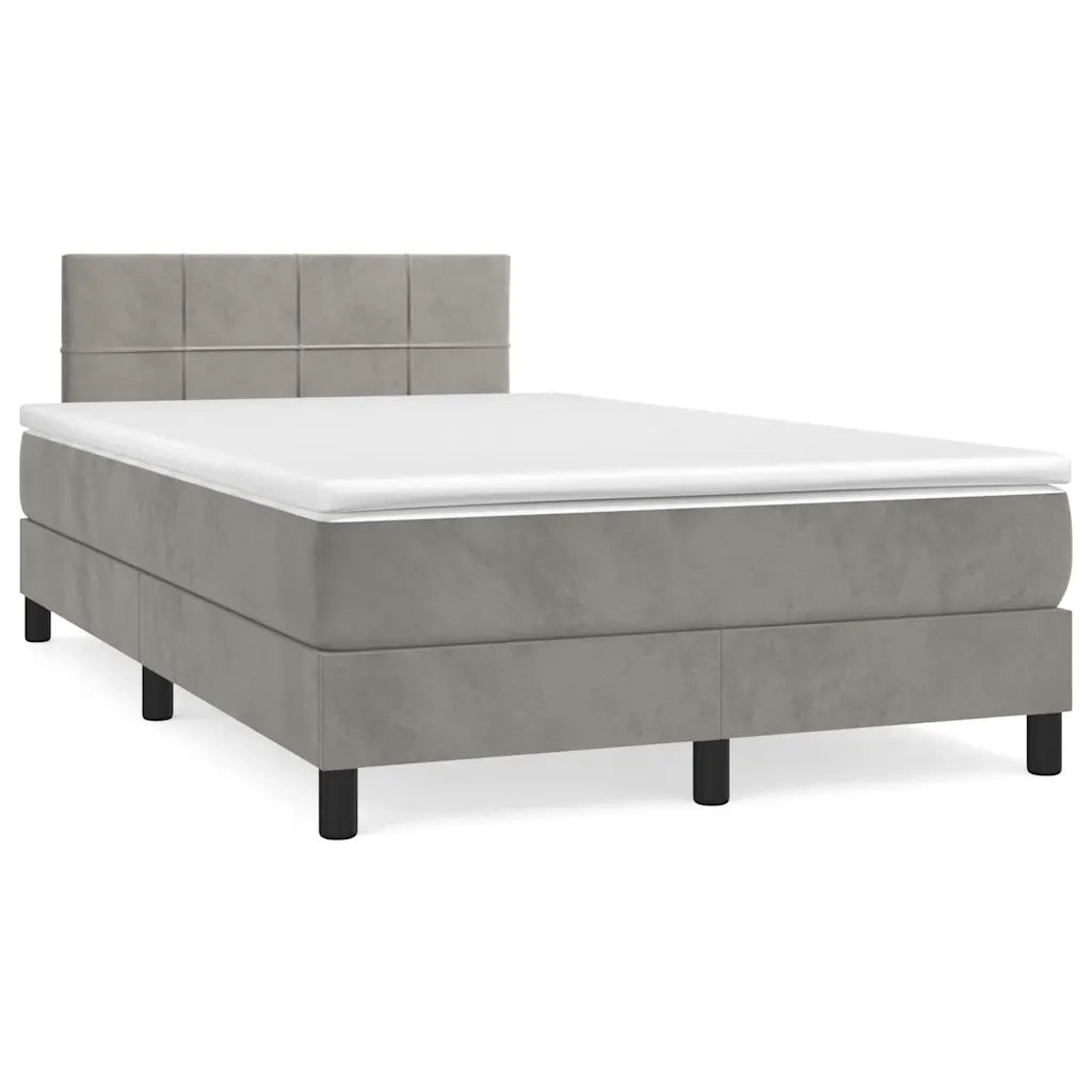 Letto a Molle con Materasso e LED Grigio Chiaro 120x190 cm Velluto