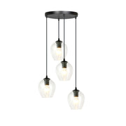 Lampadario Emibig Istar 4 vetro trasparente nero E27