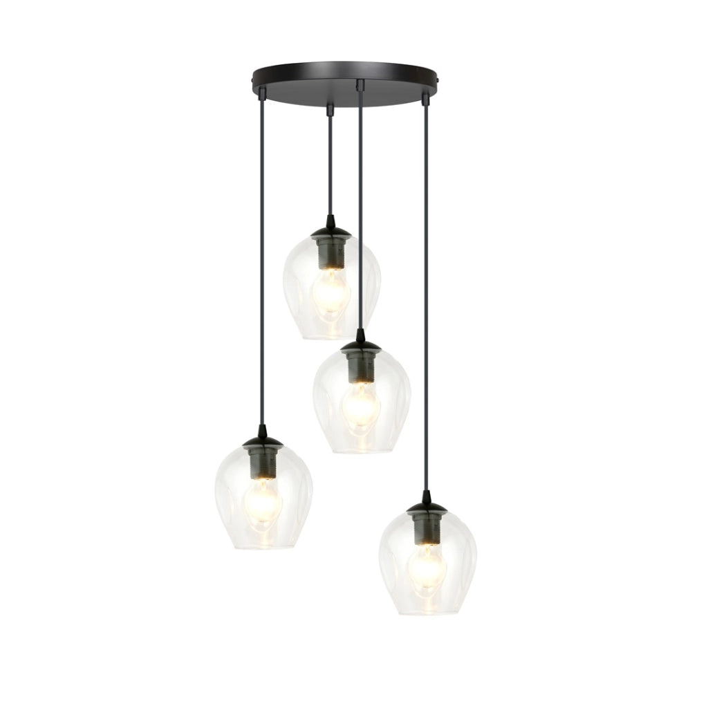 Lampadario Emibig Istar 4 vetro trasparente nero E27