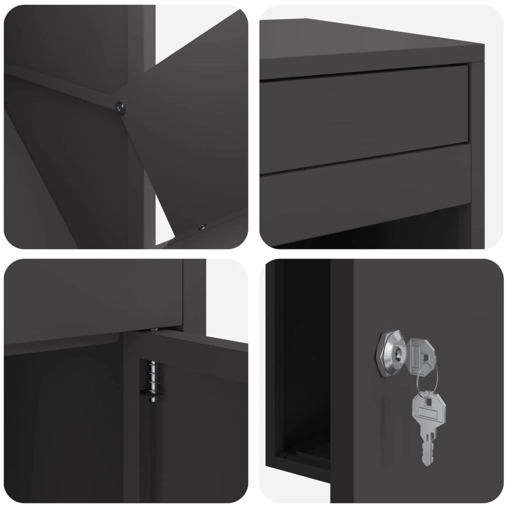 Cassetta per pacchi con porta Nero 41 x 38 x 103 cm Acciaio 874933