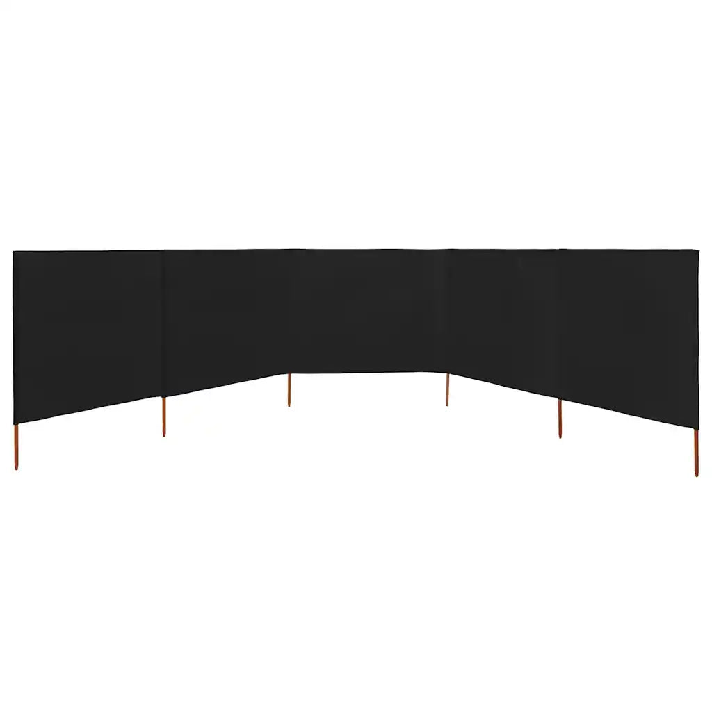 Paravento a 5 Pannelli in Tessuto 600x160 cm Nero CFW7827916