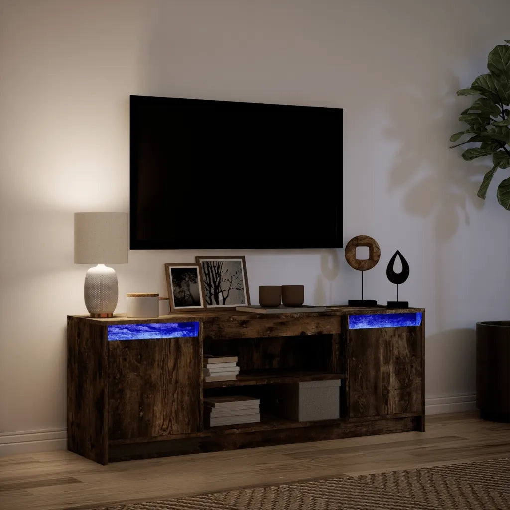 Mobile Porta TV con LED-Mobile per TV-Credenza TV Rovere Fumo 139,5x34x50cm in Truciolato