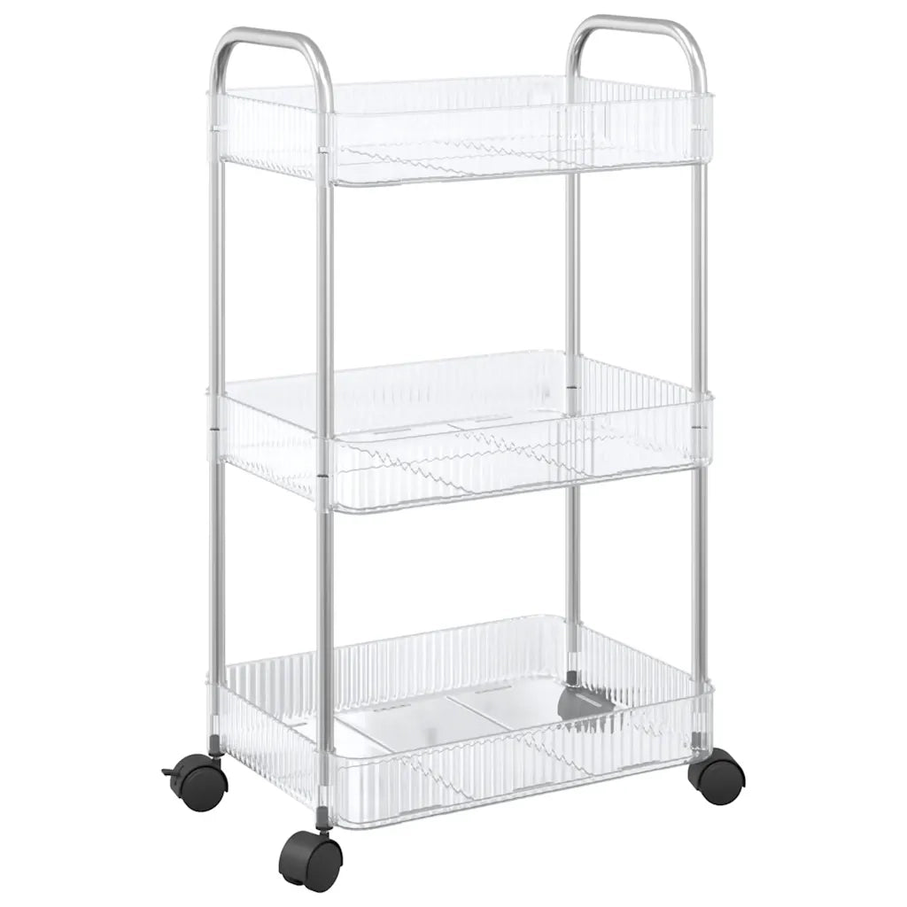 Carrello Portaoggetti a 3 Livelli 37x28x68 cm in Acrilico CFW8281135