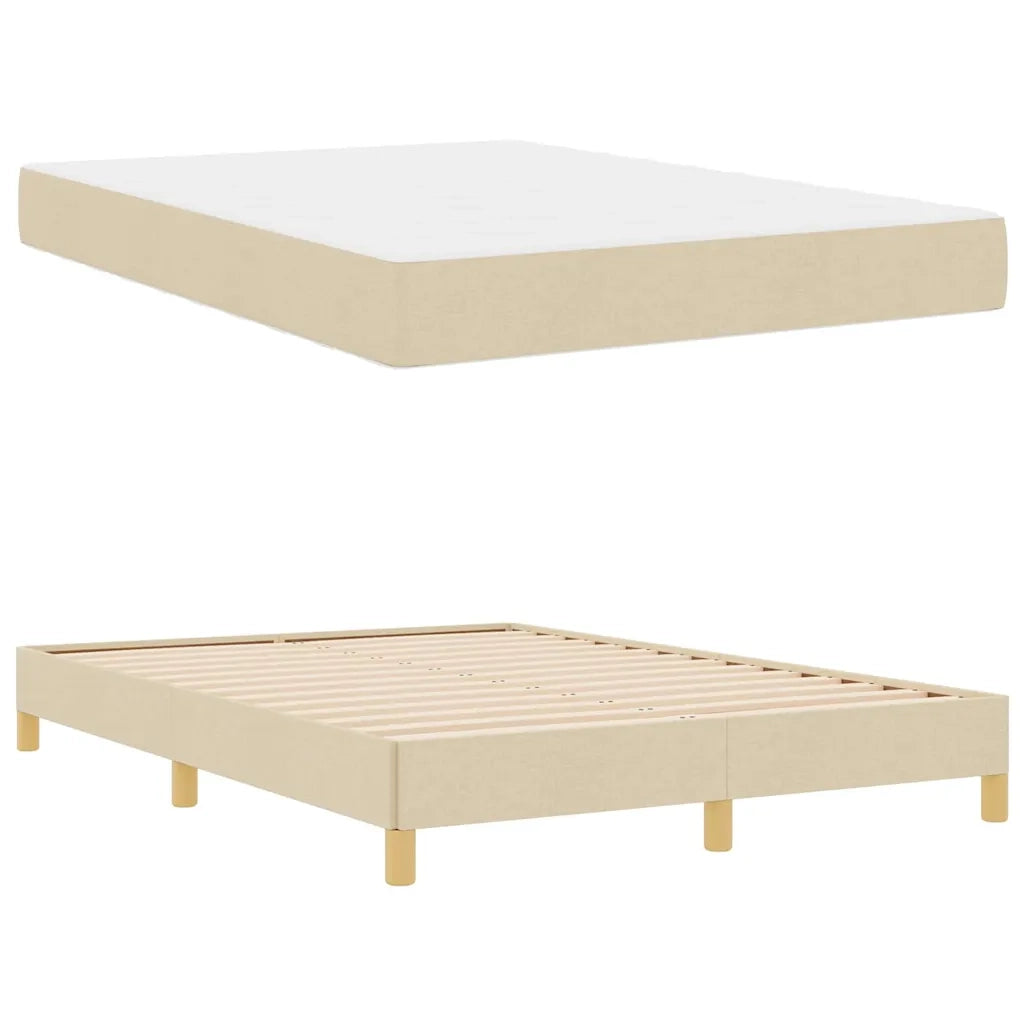 Letto a molle con materasso Crema 140 x 190 cm Tessuto 3398568
