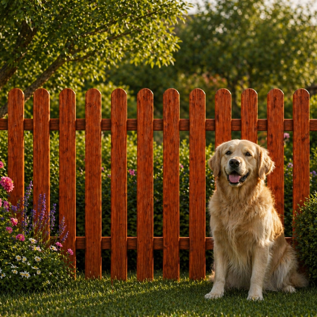 Staccionata In Legno Di Pino Per Giardino Orto E Recinzioni Decorative Con Doghe Arrotondate Barriera Outdoor Resistente Alle Intemperie 180 x 100 Cm Legno Scuro