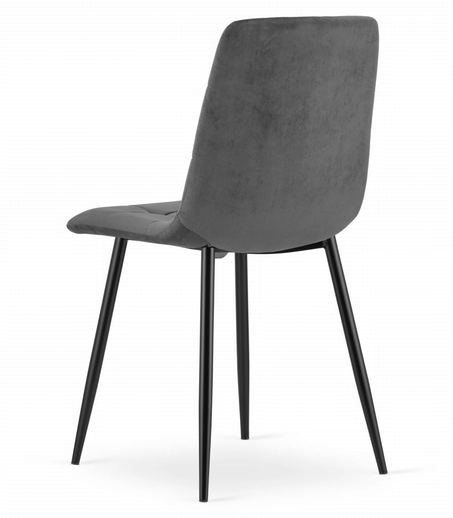 Sedia Valora PYRA in velluto grigio scuro, design moderno x4
