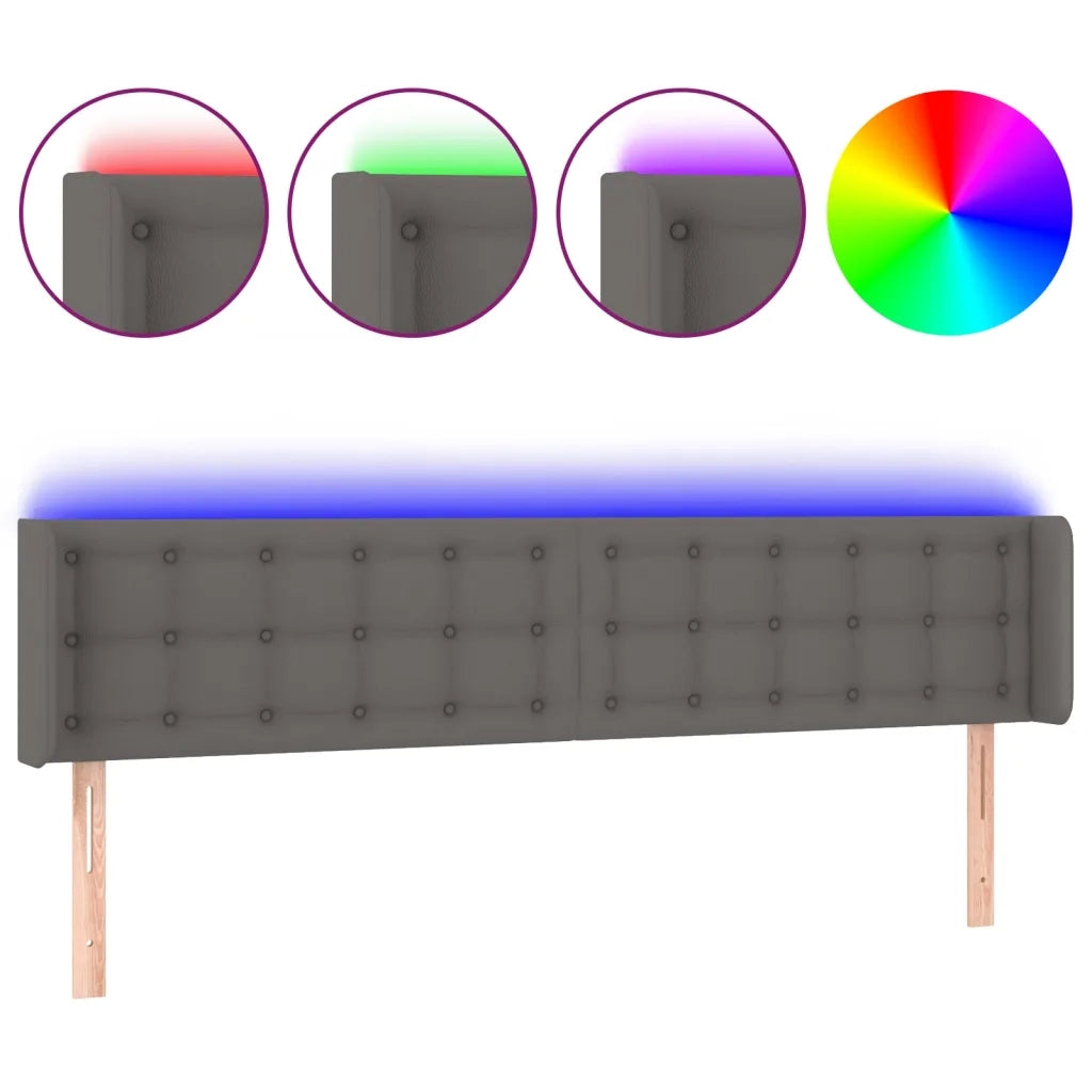 Testiera a LED Grigio 203x16x78/88 cm in Similpelle 3123348