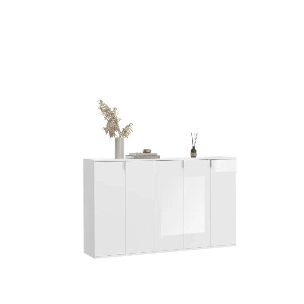 Buffet BODITE – 5 porte – Bianco laccato – Eleganza e massima capacità di stoccaggio