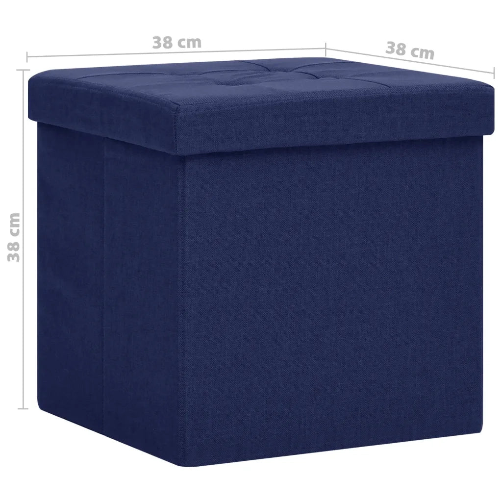 Sgabello con Contenitore Pieghevole Blu in Simil Lino CFW4785356