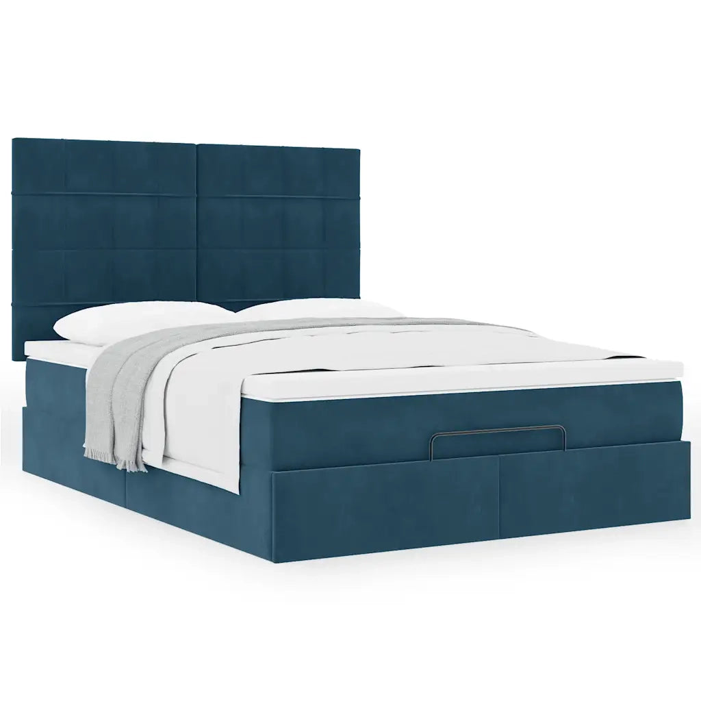 Struttura Letto Pouf con Materassi 140x190 cm in Velluto 3313473
