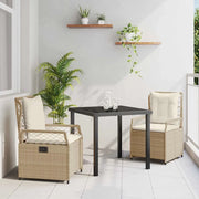 Set da Pranzo per Giardino 3 pcs Beige e Bianco Crema