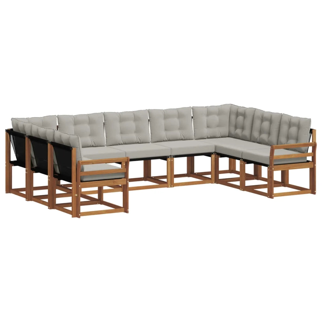 Set di divani da esterno 9 pcs Grigio Naturale e Chiaro 3369050