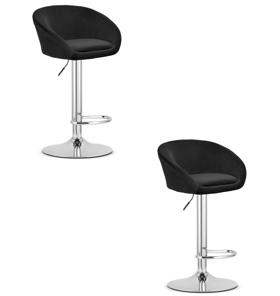 Sgabello in velluto VALORA EAST - Nero x 2
