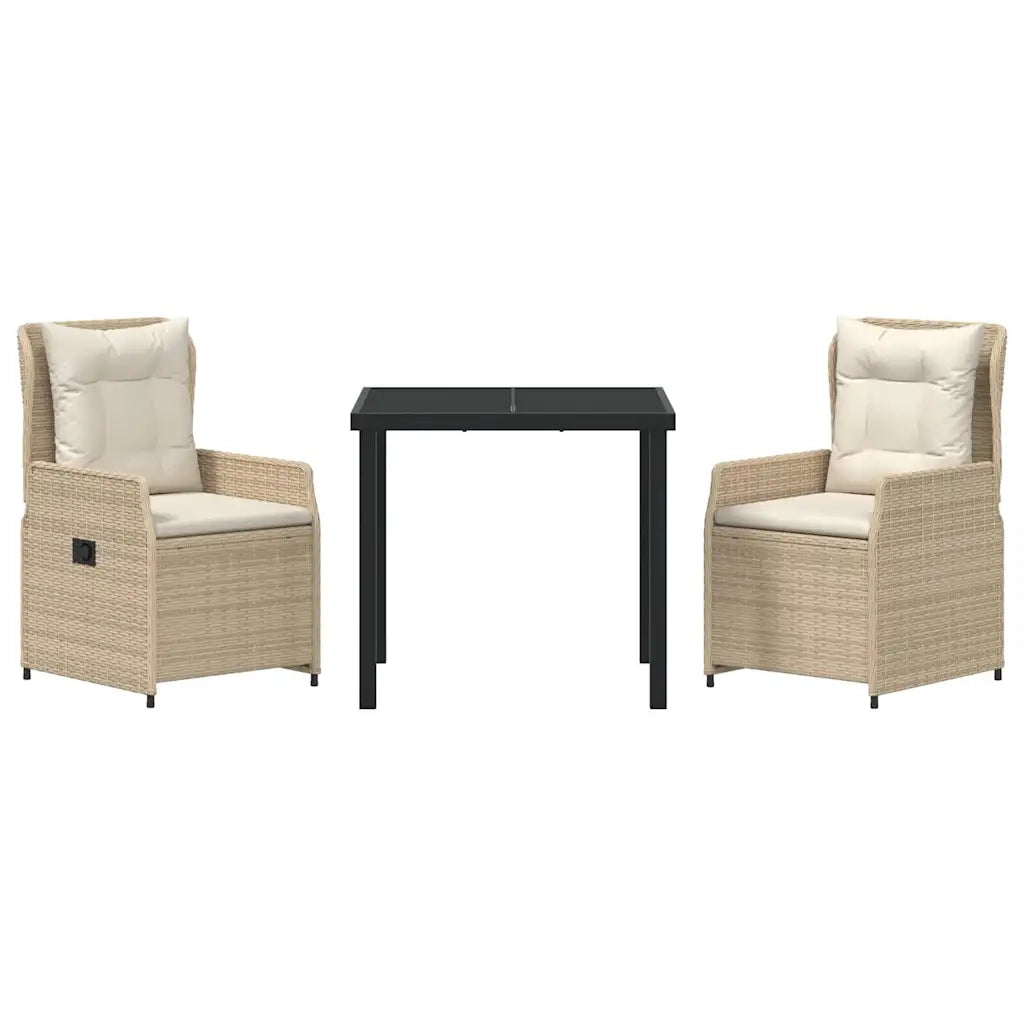 Set da Pranzo per Giardino 3 pcs Beige e Grigio Chiaro